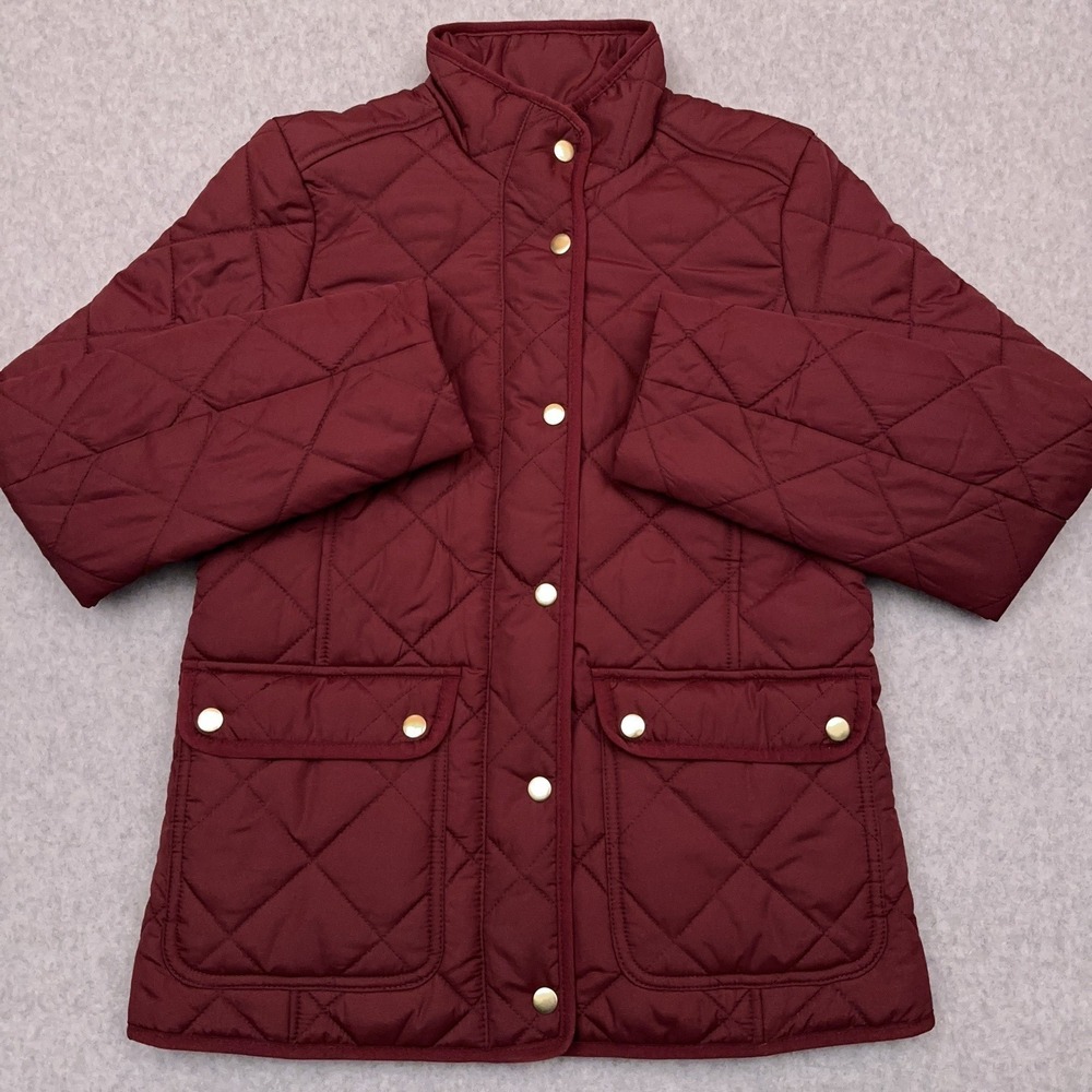 J. Crew Burgundy Quilted Puffer Jacket